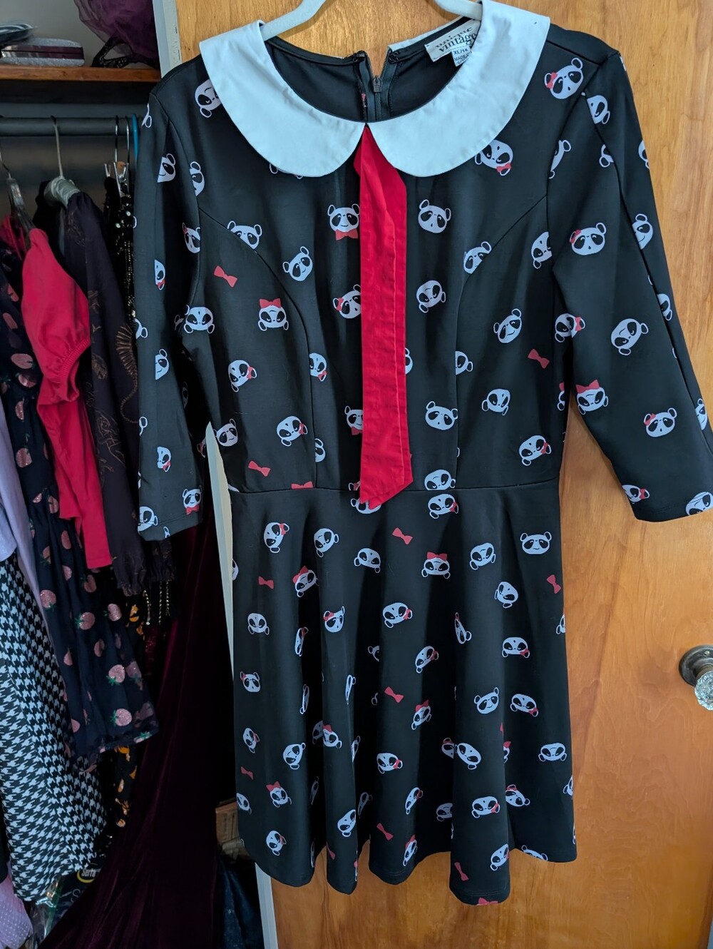 Panda Print Unique Vintage Midi Dress Size XL - Picture 1 of 1